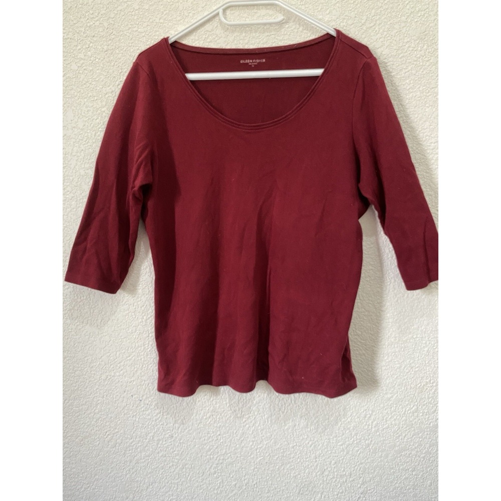 Eileen Fisher 100%  Cotton‎ Top Size M Red